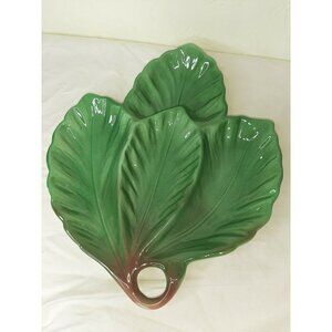 Majolica Leaf Serving Dish Italy Signed